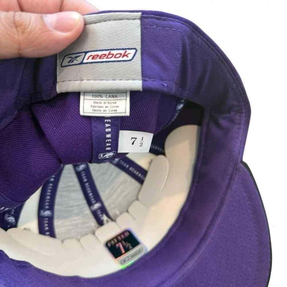 Vintage Sacramento Kings Fitted Hat Reebok Men's Size 7 1/2 Black And Purple Y2K